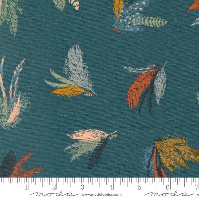 Woodland Wildflowers Feather Friends Dark Lake Green Fancy that Design House Moda Cotton Fabric