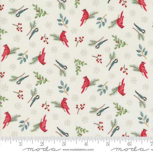 Woodland Winter Birds Snowflakes Snowy White Deb Strain Moda Cotton Fabric