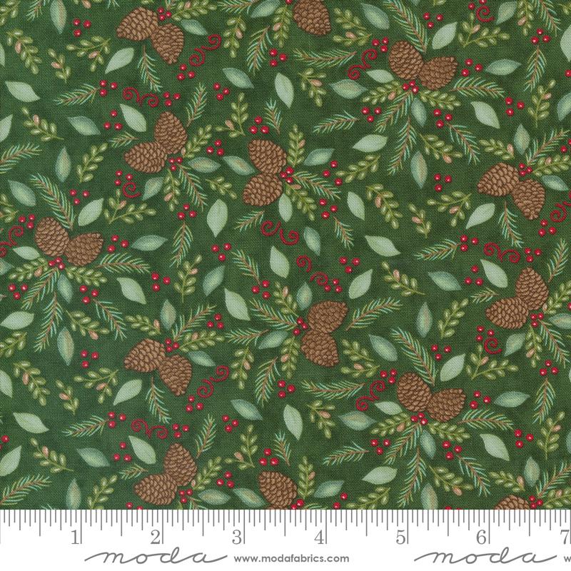 Woodland Winter Pinecones Foliage Pine Green Deb Strain Moda  Cotton Fabric