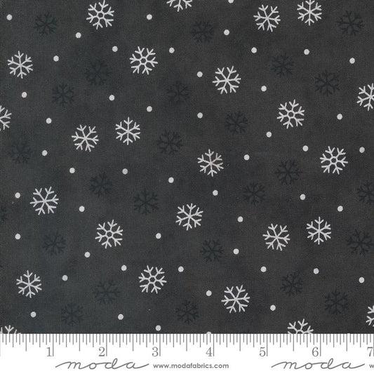 Woodland Winter Snowflakes Toss Dots Charcoal Black Deb Strain Moda Cotton Fabric