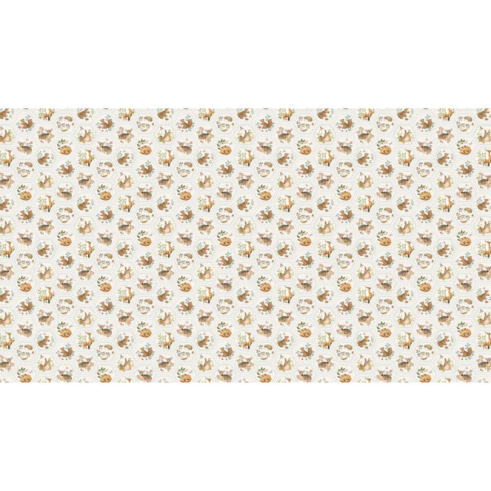 Woodland Heart Hexie Cream Multi Deborah Edwards & Kathryn Christensen Northcott Cotton Fabric NC-DP28727-11