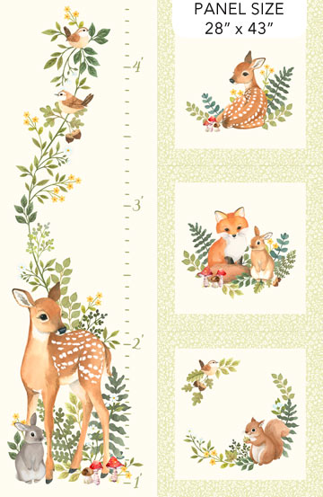 Woodland Babes Growth Chart Panel 28" Cream Multi Kathryn Christensen Northcott Cotton Fabric