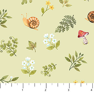 Woodland Babes Tiny Toss Green Multi Kathryn Christensen Northcott Cotton Fabric