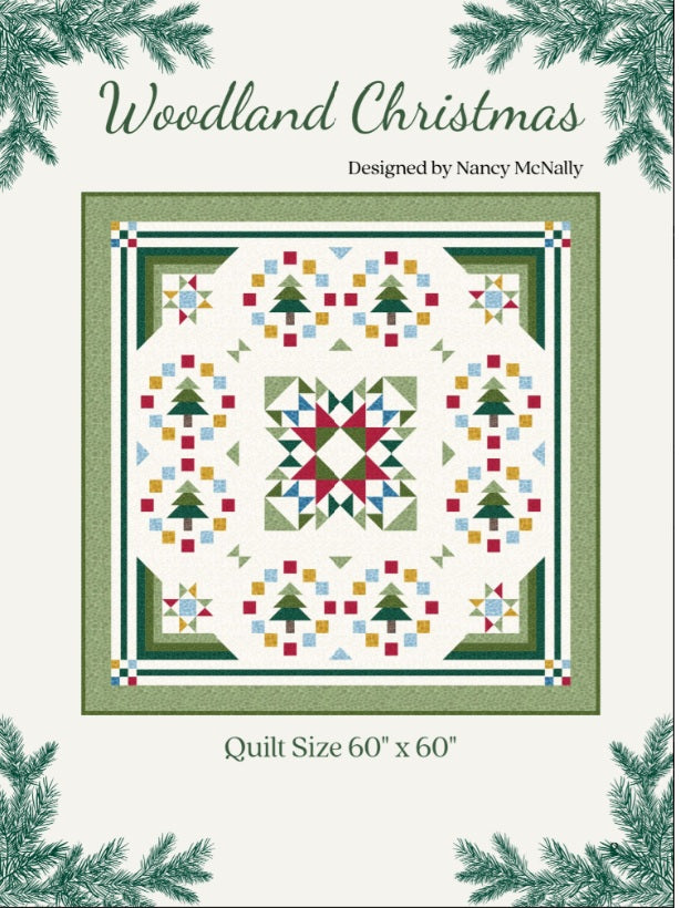 Woodland Christmas Quilt Kit 60"x 60" Nancy McNally Bumbleberries Blender Lewis and Irene Cotton Fabric LI-WoodLandChristmasKit