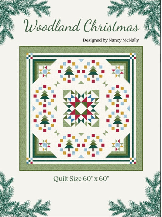 Woodland Christmas Quilt Kit 60"x 60" Nancy McNally Bumbleberries Blender Lewis and Irene Cotton Fabric LI-WoodLandChristmasKit