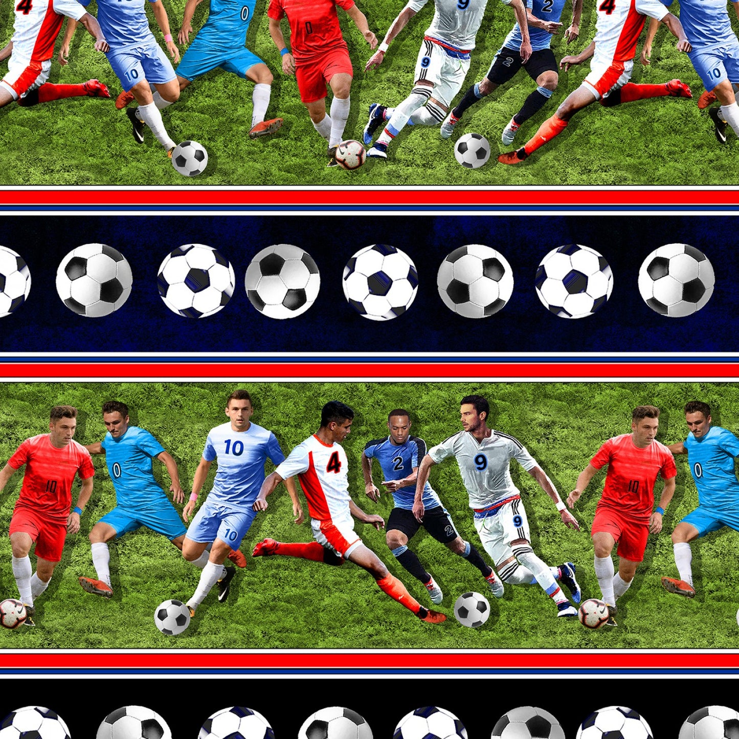 World Cup Mens Soccer Stripe Multi Kanvas Studio Benartex Cotton Fabric