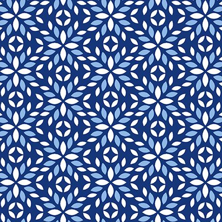 Anthem Tiles Dark Blue Satin Moon Designs Blank Quilting Cotton Fabric