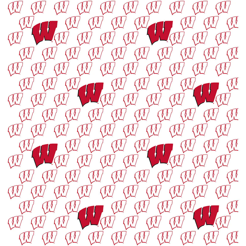 Wisconsin Badgers NCAA College White Block Letter Sykel Cotton Fabric