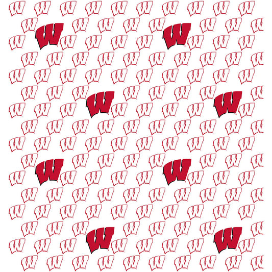 Wisconsin Badgers NCAA College White Block Letter Sykel Cotton Fabric