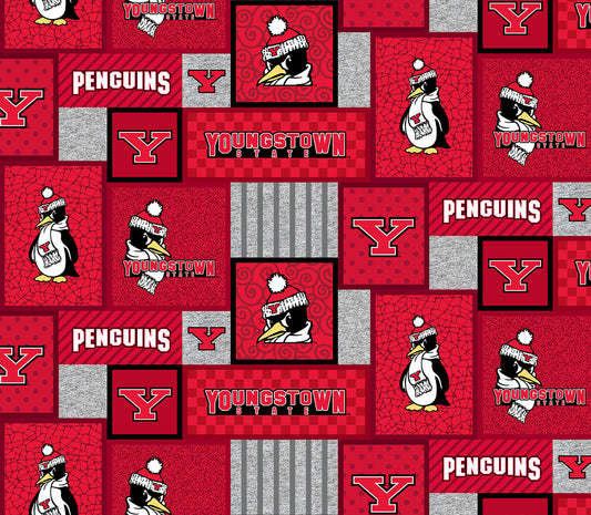 Youngstown State Penguins NCAA College Patch Sykel Enterprises Polyester Fleece Fabric YNG-1177