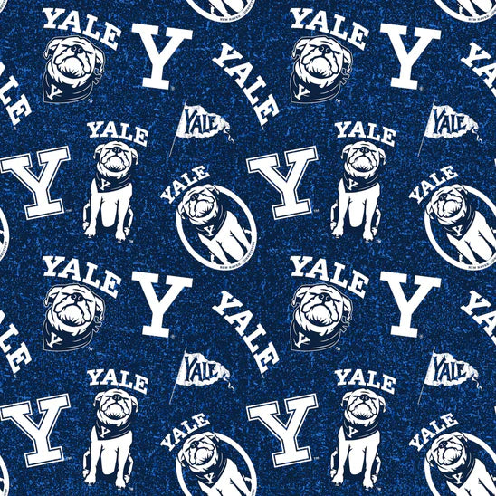 Yale Bulldogs NCAA College Tone on Tone Sykel Enterprises Cotton Fabric YALE-1178