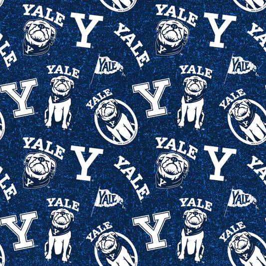 Yale Bulldogs NCAA College Tone on Tone Sykel Enterprises Cotton Fabric YALE-1178