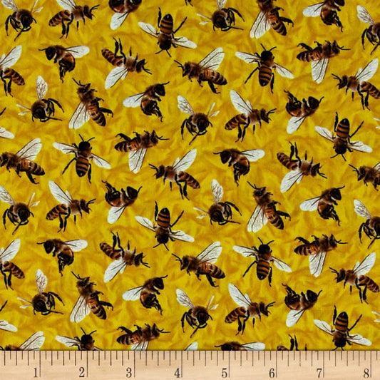 Yellow Bees Bubble bees Fabri-Quilt Paintbrush Studio Cotton Fabric