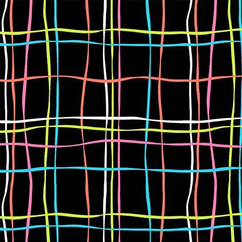 Yesteryear Wobbly Plaid Black MK Surface Michael Miller Cotton Fabric