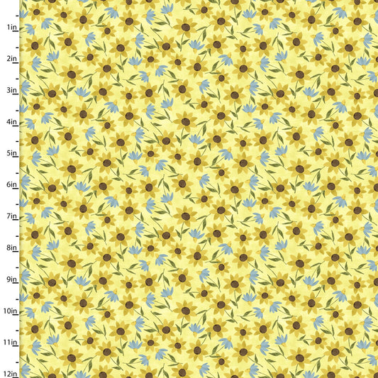 You Light My Way Gnome Daisy Tosss Yellow Deane Beesley 3 Wishes Cotton Fabric