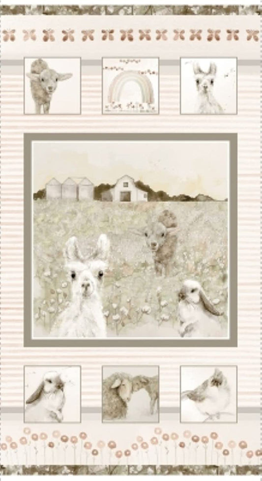 You Are Loved Animals the Field Panel 24" Henry Glass Cotton Fabric