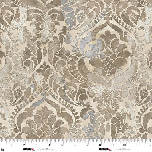 You Damask! 118" Wideback Damask Sepia Chelsea DesignWorks Studio E Cotton Fabric SE-8568-34
