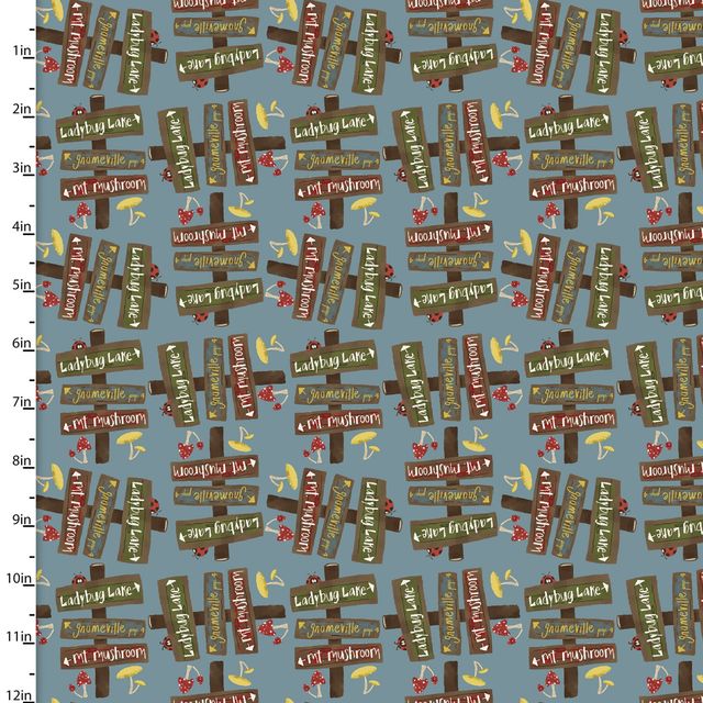 You Light My Way Gnome Gnomeville Gnome Signs Blue Deane Beesley 3 Wishes Cotton Fabric