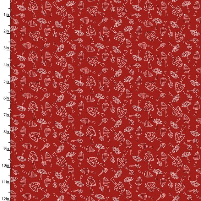 You Light My Way Gnome Mushroom Toss Red Deane Beesley 3 Wishes Cotton Fabric