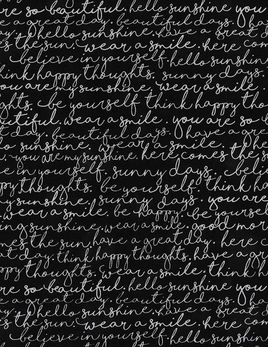 You are my Sunshine Scripts Words Black Timeless Treasures Cotton Fabric