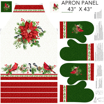 Yuletide Traditions Apron Panel 43"x43" White Deborah Edwards Northcott Cotton Fabric