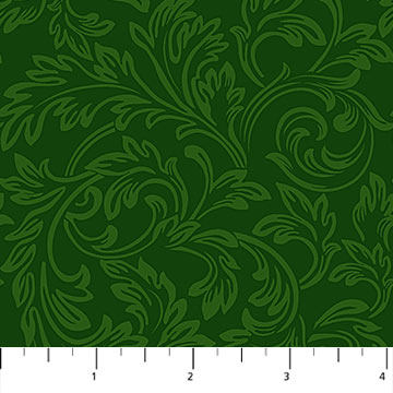 Yuletide Traditions Scroll Green Deborah Edwards Northcott Cotton Fabric