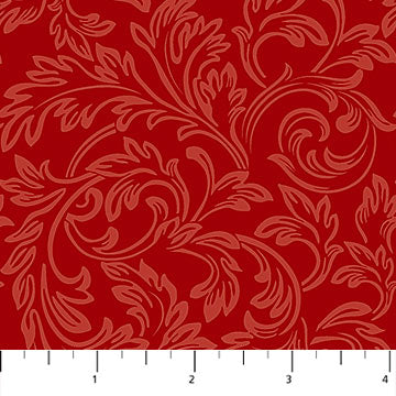 Yuletide Traditions Scroll Red Deborah Edwards Northcott Cotton Fabric