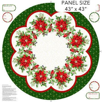 Yuletide Traditions Treeskirt Panel 43"x43" White Multi Deborah Edwards Northcott Cotton Fabric