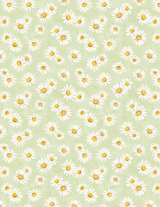 Zest Life Daisy Toss Green Cynthia Coulter Wilmington Prints Cotton Fabric