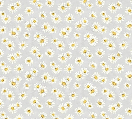 Zest Life Daisy Toss Grey Cynthia Coulter Wilmington Prints Cotton Fabric