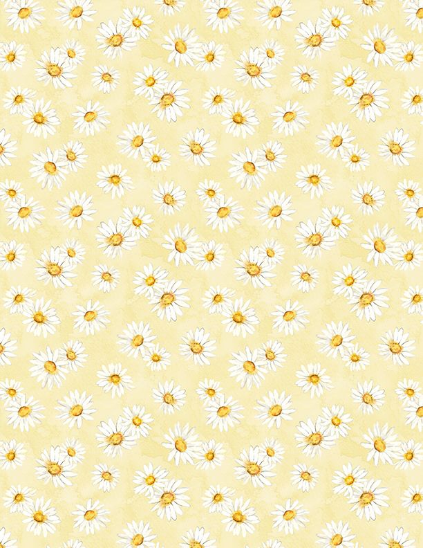 Zest Life Daisy Toss Yellow Cynthia Coulter Wilmington Prints Cotton Fabric