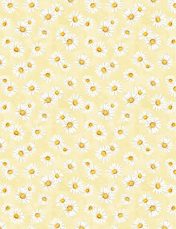 Zest Life Daisy Toss Yellow Cynthia Coulter Wilmington Prints Cotton Fabric WP-3063-19156-515 | US Fabric Shop