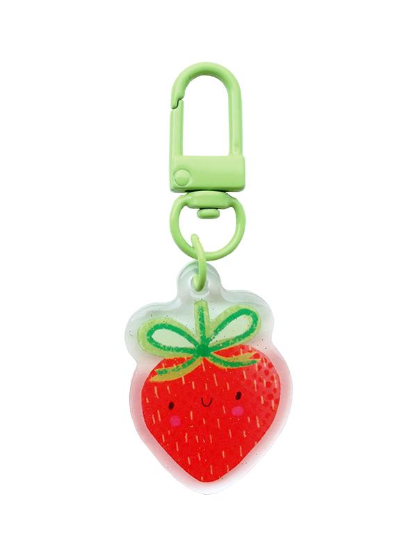 Zipper Glitter Charm Strawberry 1.5" x 3" Lizzy House