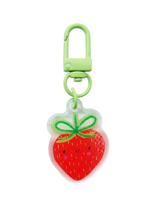 Zipper Glitter Charm Strawberry 1.5" x 3" Lizzy House