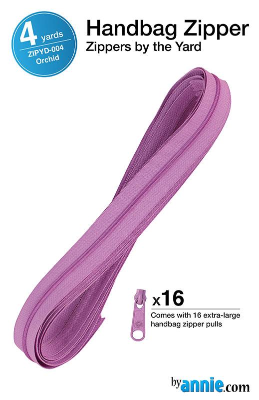 Zipper 4yds with 16 Extra-Large Coordinated Pulls Orchid Purple Pattern By Annie's BYA-ZIPYD-004