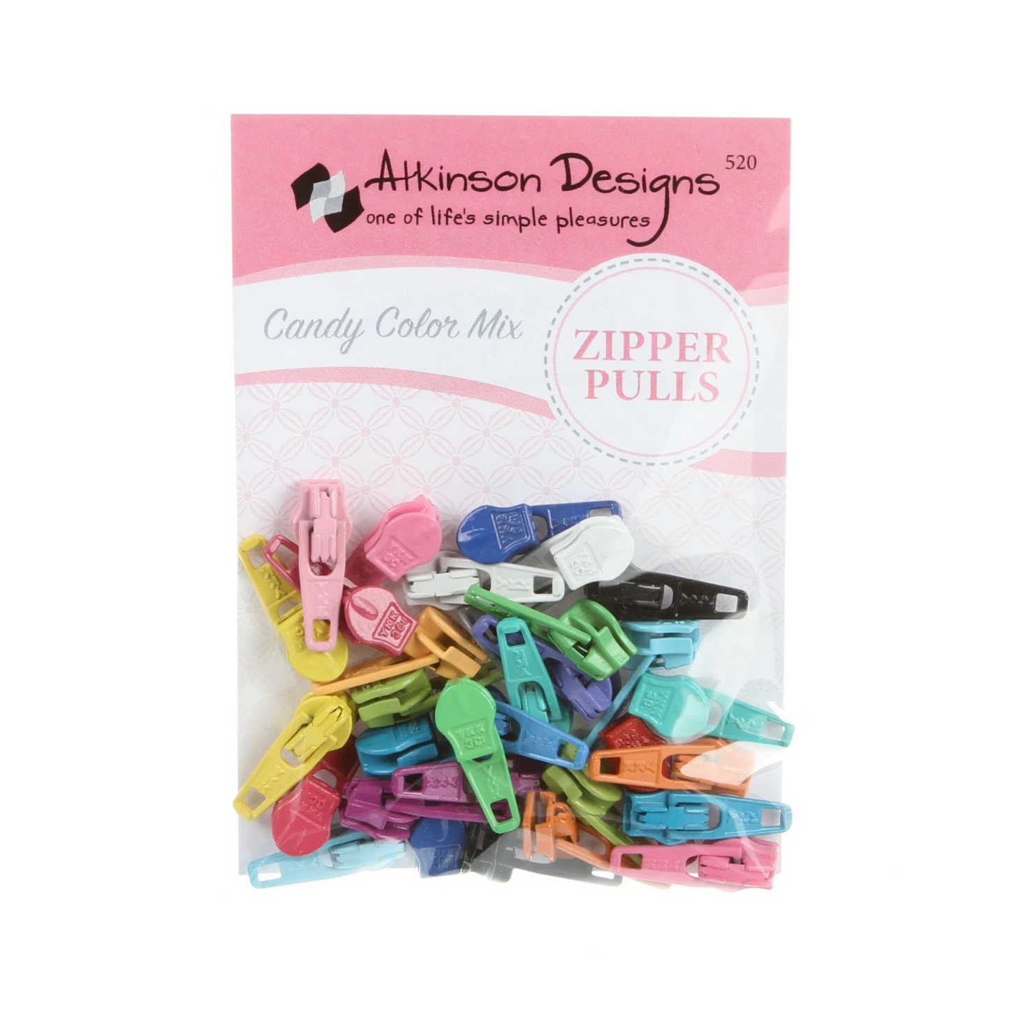 Zipper Pulls Candy Color Mix Assorted Colors Atkinson Designs ATK-520