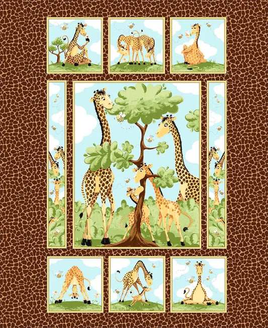 Zoe the Giraffe Zoe II Quilt Panel 36" Brown Susybee Clothworks Cotton Fabric CLT-SB20355-280