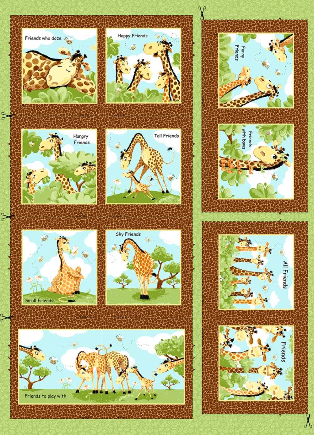 Zoe the Giraffe Zoe II Storybook Panel 36" Brown Susybee Clothworks Cotton Fabric CLT-SB20356-280