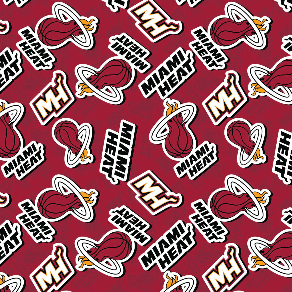 Miami Heat NBA Basketball 2023 Sticker Toss Red Camelot Cotton Fabric