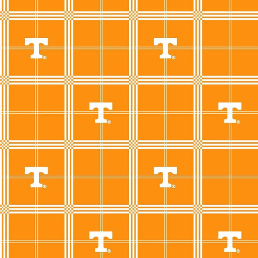 Tennessee Volunteers Vols NCAA College Plaid Sykel FLANNEL Cotton Fabric TEN-023