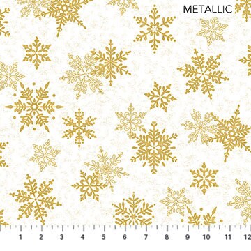 Shimmer Frost Large Snowflake Silver & White Metallic Deborah Edwards Northcott Cotton Fabric