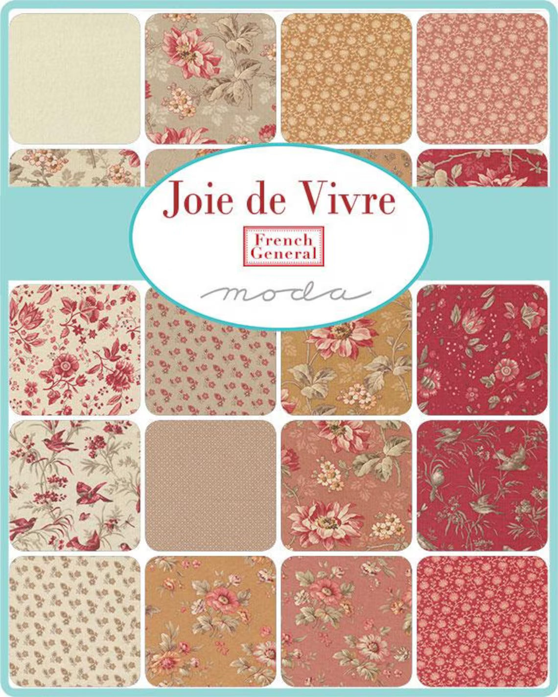 Joie De Vivre 5" Squares Charm Pack Assorted French General Moda Cotton Fabric MD-13980PP