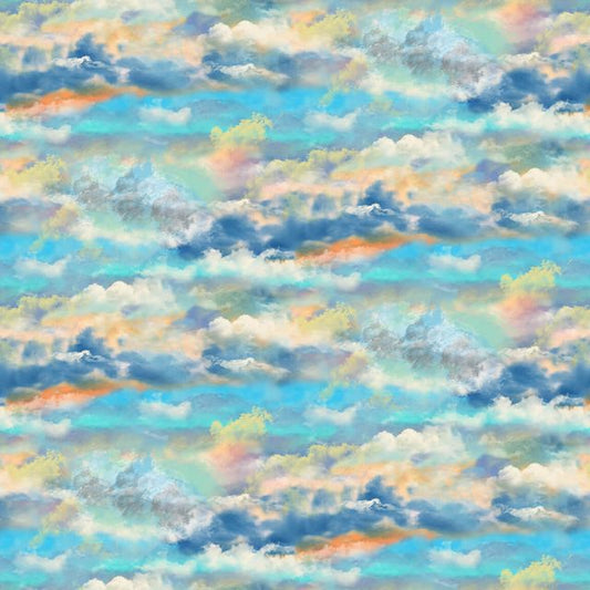 National Emblem Cloud Texture Sky Blue D Rusty Rust Blank Quilting Cotton Fabric