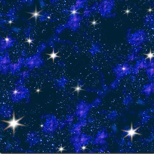 In Space Blue Space Sky Bright White Stars Landscape Medley Elizabeth's Studio Cotton Fabric