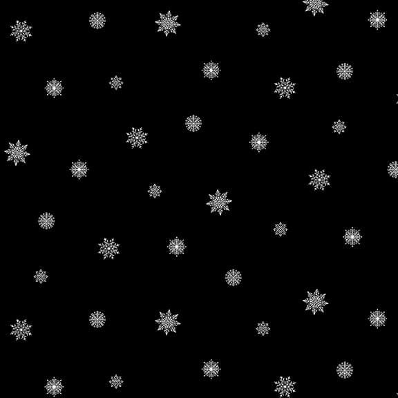 Holiday Happy Place Small Snowflake White Black Jan Shade Beach Henry Glass Cotton Fabric