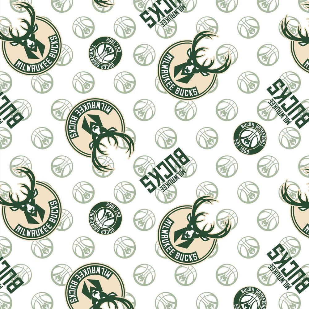 Milwaukee Bucks NBA Basketball Logo Toss Multi Camelot Cotton Fabrics