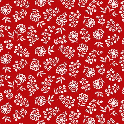 Anthem Floral Petals Red Satin Moon Designs Blank Quilting Cotton Fabric