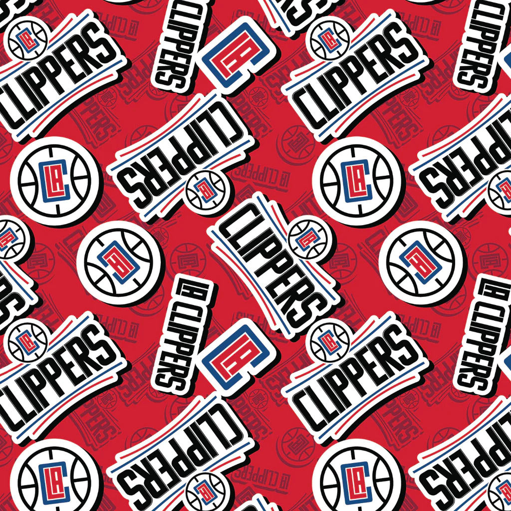 Los Angeles Clippers NBA Basketball 2023 Sticker Toss Red Camelot Cotton Fabric