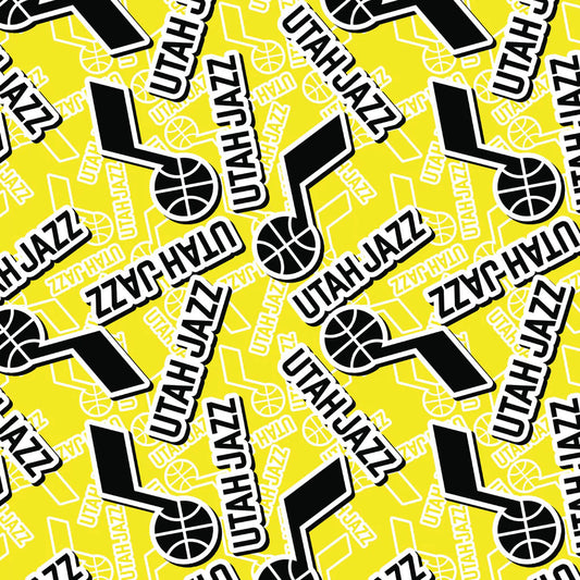 Utah Jazz NBA Basketball 2023 Sticker Toss Multi Camelot Cotton Fabric