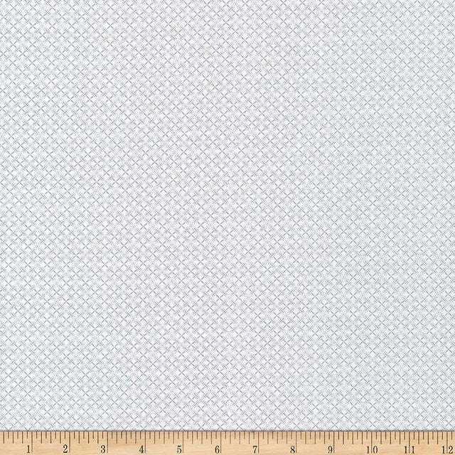 Scarlet Stitches White Linen Tiny Lattice Gray and White Henry Glass Cotton Fabric